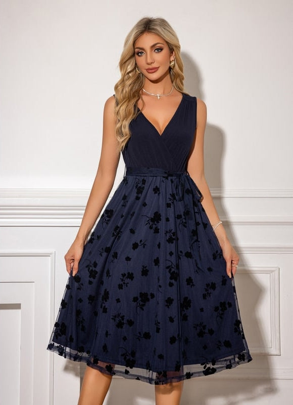 Robe Chic Midi Navy Fleuri - gallery 3