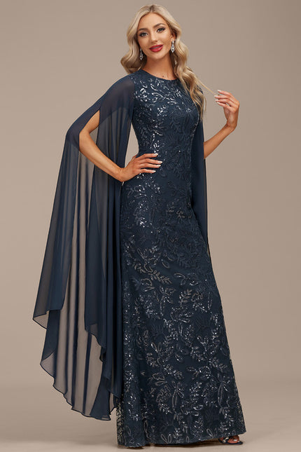 Robe Chic Élégance Marine Satinée - gallery 5