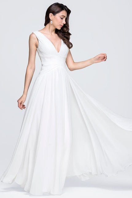 Robe Chic Blanche Mousseline Plissée - gallery 4