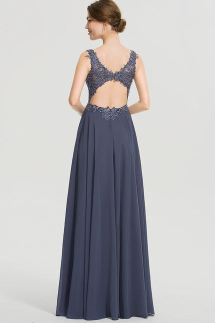 Robe Chic Longue Satinée Bleu - gallery 3