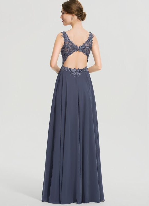 Robe Chic Longue Satinée Bleu - gallery 3