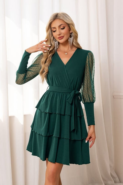 Robe Chic Volants Vert Foncé