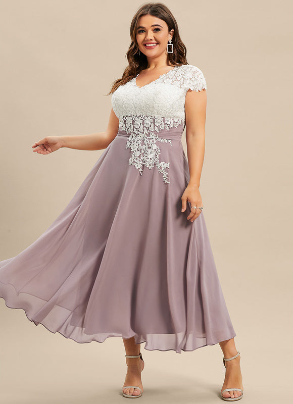 Robe Chic Violet Trapèze Dentelle Paillettes - gallery 7