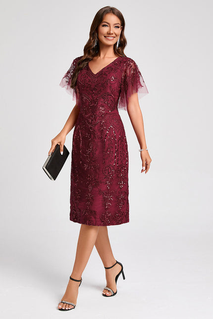 Robe Chic Bordeaux Éclatante - gallery 3