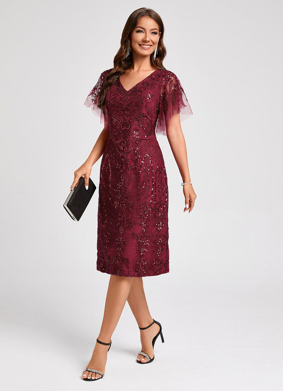 Robe Chic Bordeaux Éclatante - gallery 3