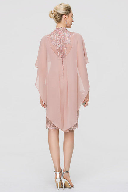 Robe Chic Rose Pâle Dentelle Élégante - gallery 1