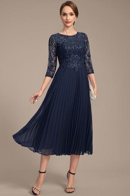 Robe Chic Bleu Élégant Plissé - gallery 5