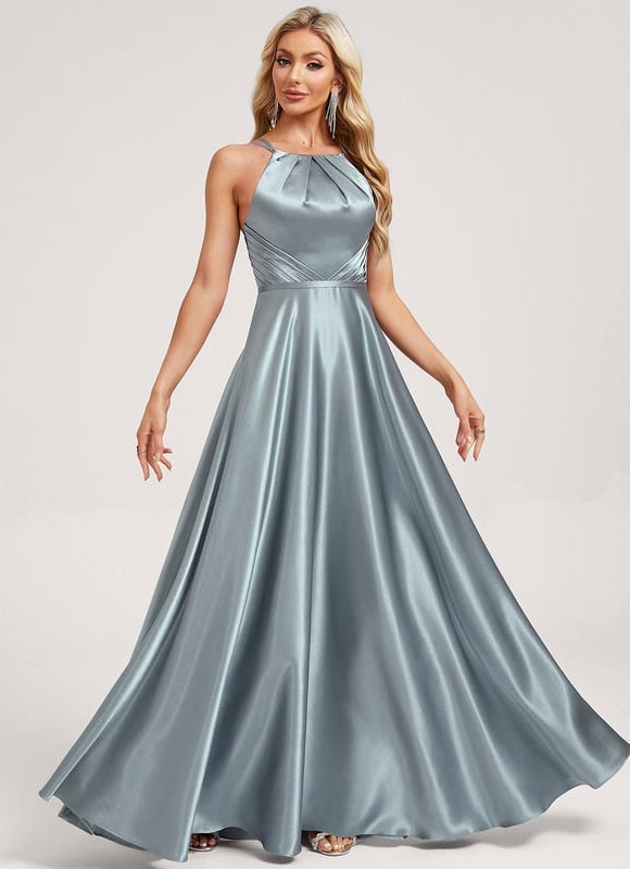 Robe Chic Satin Bleu - gallery 2