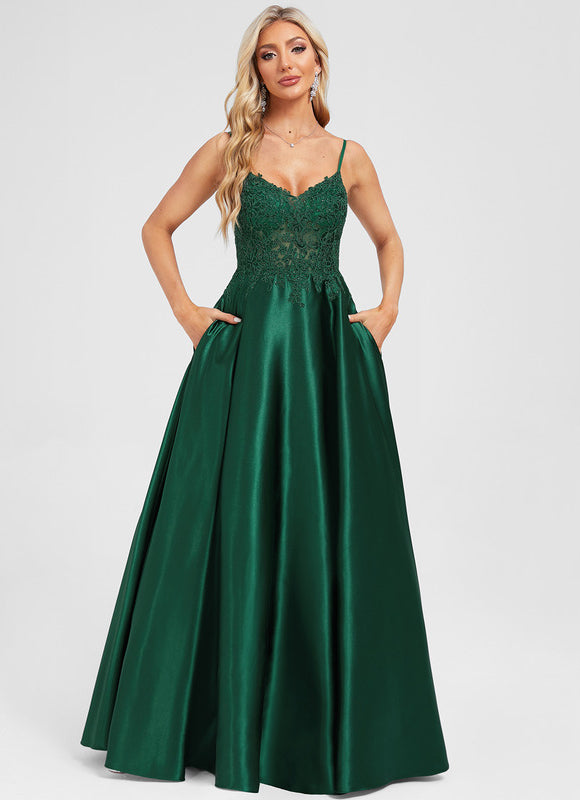 Robe Chic Élégance Satinée Émeraude - gallery 1