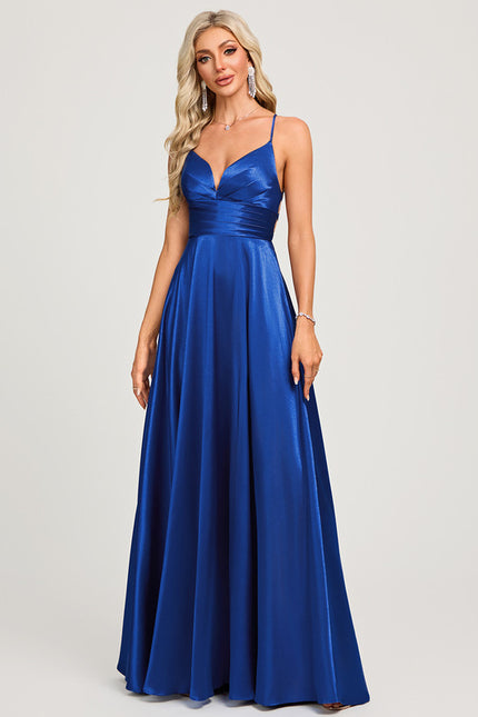 Robe Chic Satin Bleue Élégante - gallery 3