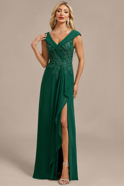 Robe Chic Longue Drapée Émeraude