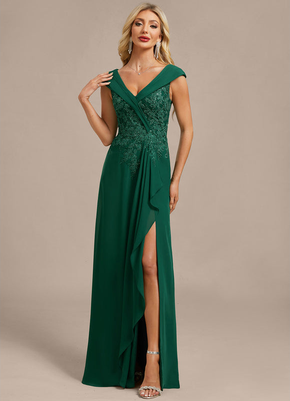 Robe Chic Longue Drapée Émeraude