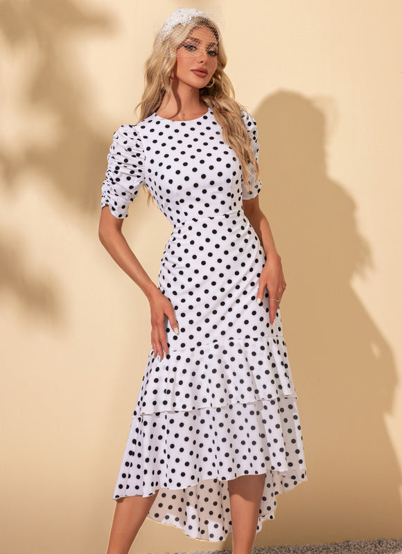 Robe Chic Pois Asymétrique