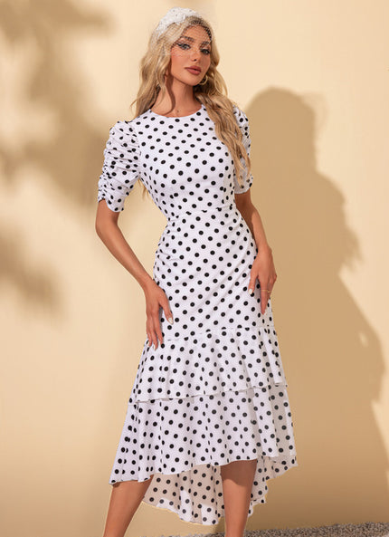 Robe Chic Pois Asymétrique