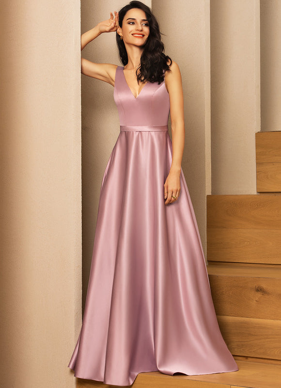 Robe Chic Satinée Rose Pâle - gallery 2