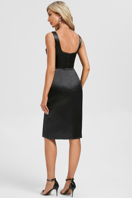 Robe Chic Satin Noir Élégante - gallery 6