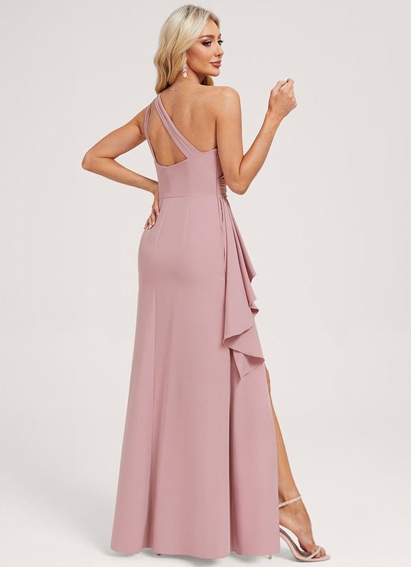 Robe Chic Drapée Rose - gallery 1