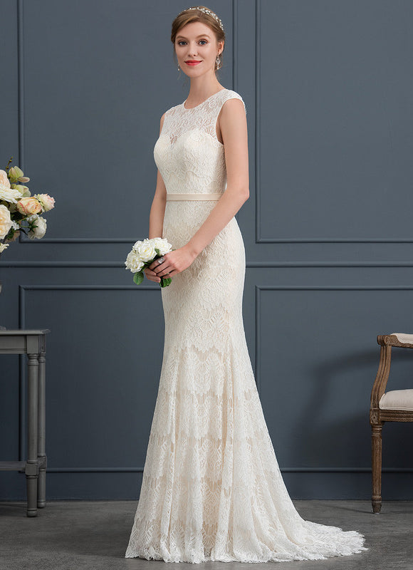 Robe Chic Blanc Éclatant Dentelle Sirène - gallery 3