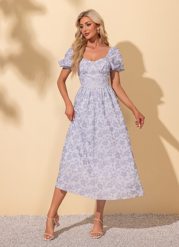Robe Chic Midi Rose Fleuri - gallery 1