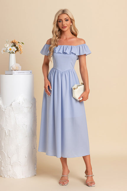 Robe Chic Bleu Ciel Évasée - gallery 6