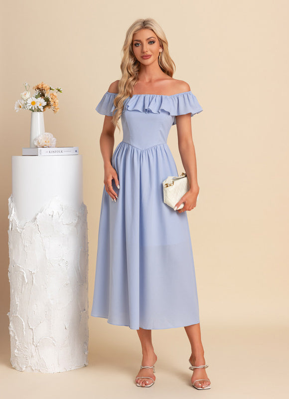 Robe Chic Bleu Ciel Évasée - gallery 6