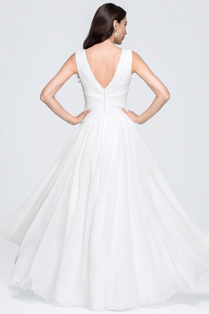 Robe Chic Blanche Mousseline Plissée - gallery 5
