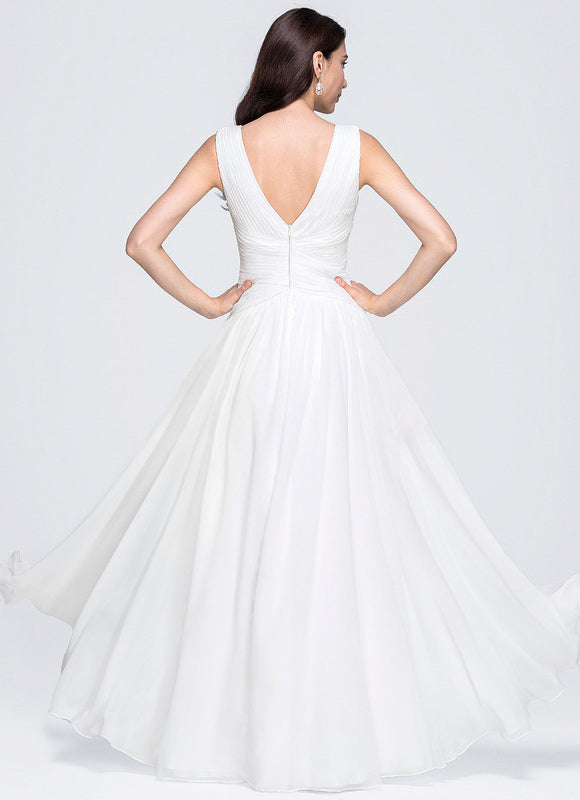 Robe Chic Blanche Mousseline Plissée - gallery 5