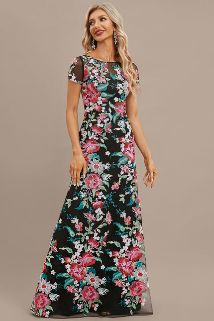 Robe Chic Noir Floral Satin - gallery 7