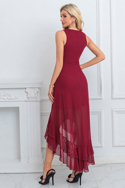 Robe Chic Maxi Volants Bordeaux - gallery 3