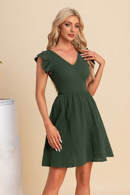 Robe Chic Verte Évasée - gallery 4