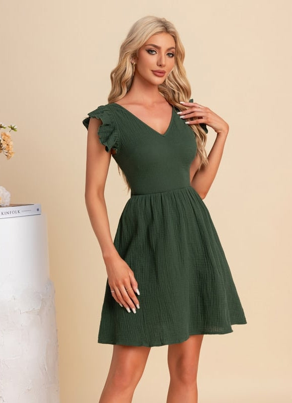 Robe Chic Verte Évasée - gallery 4