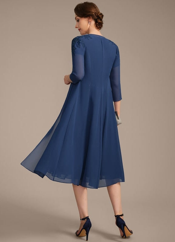 Robe Chic Bleu Marine Élégante - gallery 4