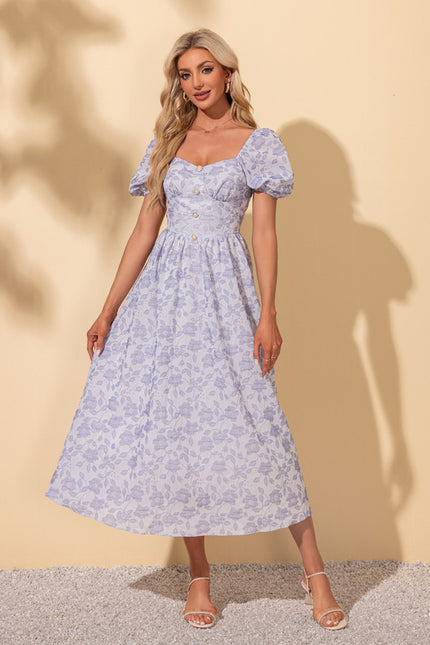 Robe Chic Midi Rose Fleuri