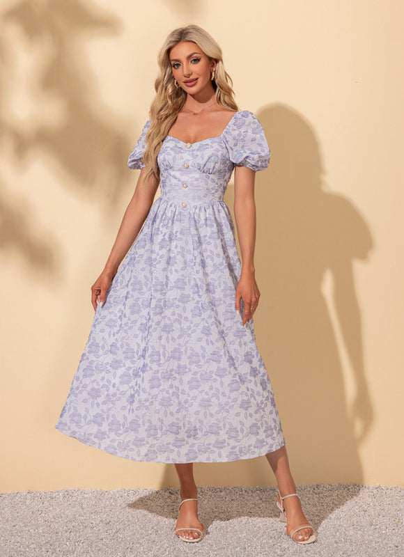 Robe Chic Midi Rose Fleuri