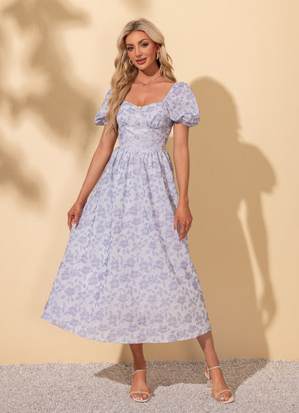Robe Chic Midi Rose Fleuri