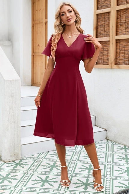 Robe Chic Volants Bordeaux - gallery 8