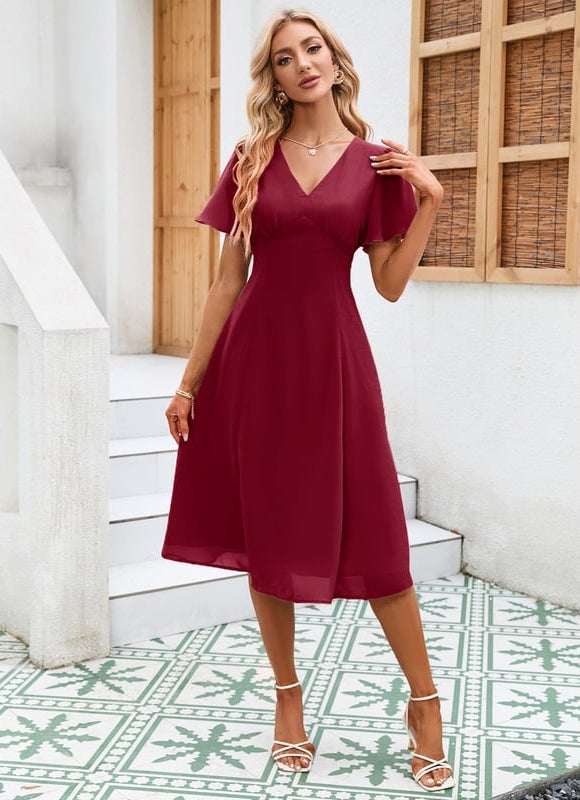 Robe Chic Volants Bordeaux - gallery 8