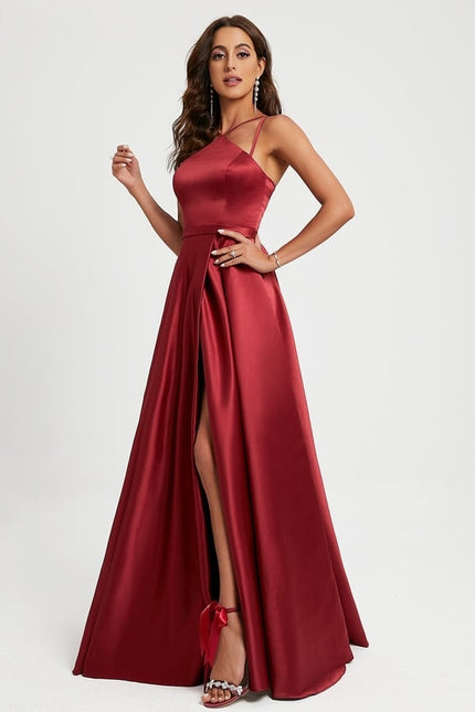 Robe Chic Satiné Rubis Éthéré - gallery 1