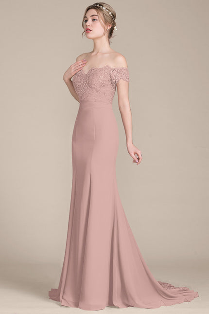 Robe De Soirée Chic Rose Poudrée - gallery 1