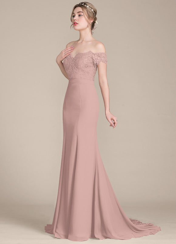 Robe De Soirée Chic Rose Poudrée - gallery 1