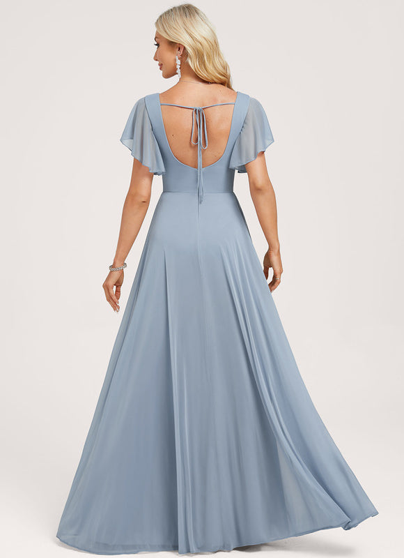 Robe Chic Bleu Clair Longueur Ras Du Sol - gallery 1