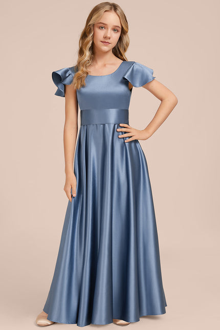 Robe Chic Bleu Satiné - gallery 4