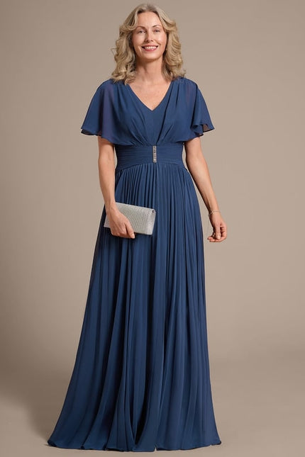 Robe Chic Longue Plissée Marine