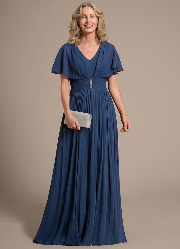 Robe Chic Longue Plissée Marine