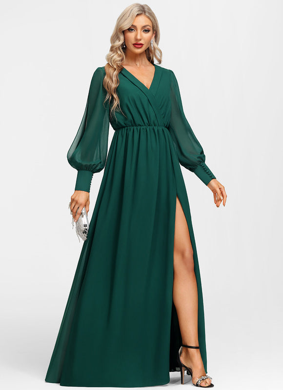 Robe Chic Longue Verte Fluide
