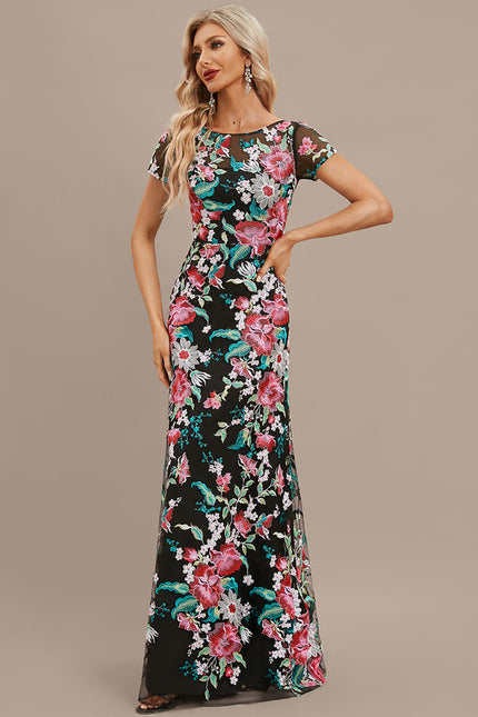 Robe Chic Noir Floral Satin - gallery 6