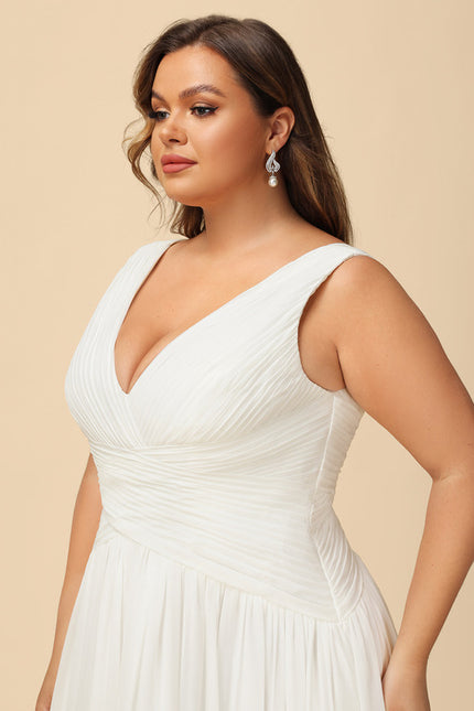 Robe Chic Blanche Mousseline Plissée - gallery 9