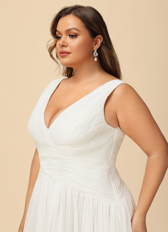 Robe Chic Blanche Mousseline Plissée - gallery 9