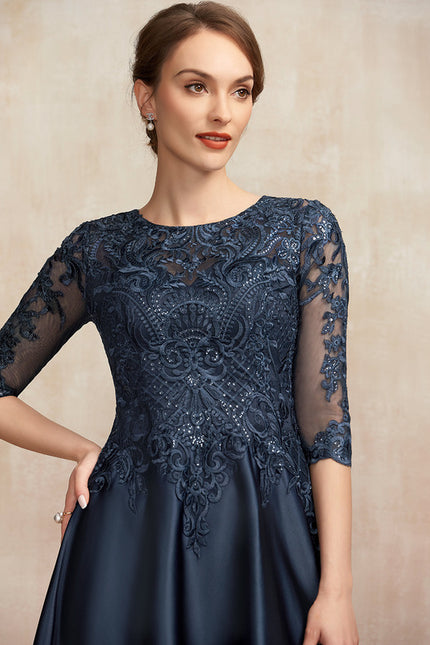 Robe Chic Satiné Ébène Élégant - gallery 1