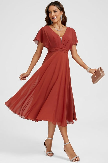 Robe De Cocktail Rouge Pour Mariage Chic - gallery 2